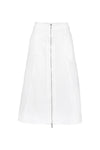 Lounge The Label Stretch Twill ALine Zip Front Skirt Elba White