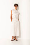 Lounge The Label Stretch Twill ALine Zip Front Skirt Elba White