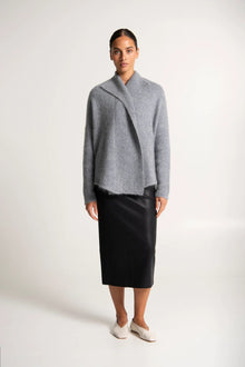  Lounge The Label Mohair Wool Shawl Collar Short Cardigan Glacier