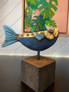 Chris Hoggard Small Fish Ceramic Sculpture Yellow Aqua