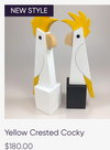 Steve Innes hand made wooden Yellow Crested Cockatoo