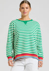EST 1971 Zipside Classic Cotton Sweatshirt - Green Stripe/Rainbow