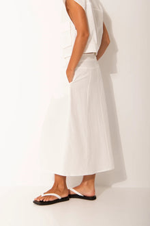  Lounge The Label Stretch Twill ALine Zip Front Skirt Elba White