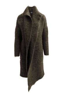  Lounge the Label Mohair Wool Long Wrap Coat Blanc Olive