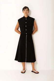  Lounge The Label Stretch Twill ALine Zip Front Skirt Elba Black