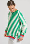 EST 1971 Zipside Classic Cotton Sweatshirt - Green Stripe/Rainbow