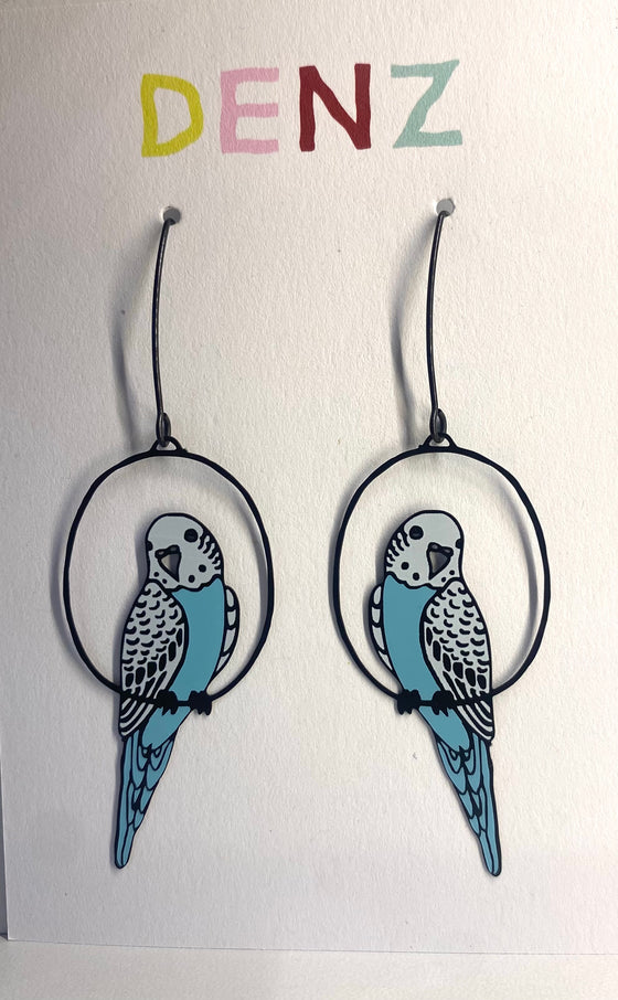Denz Earrings Blue Budgie