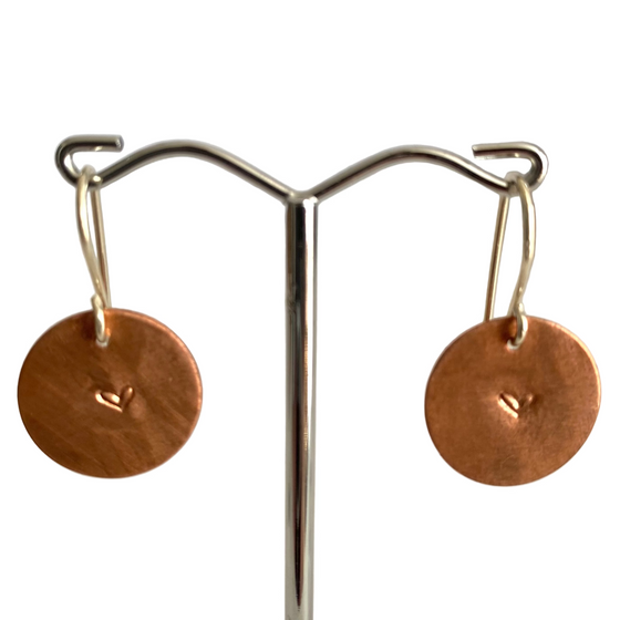 SilknSilver Sun Heart Disc Earrings