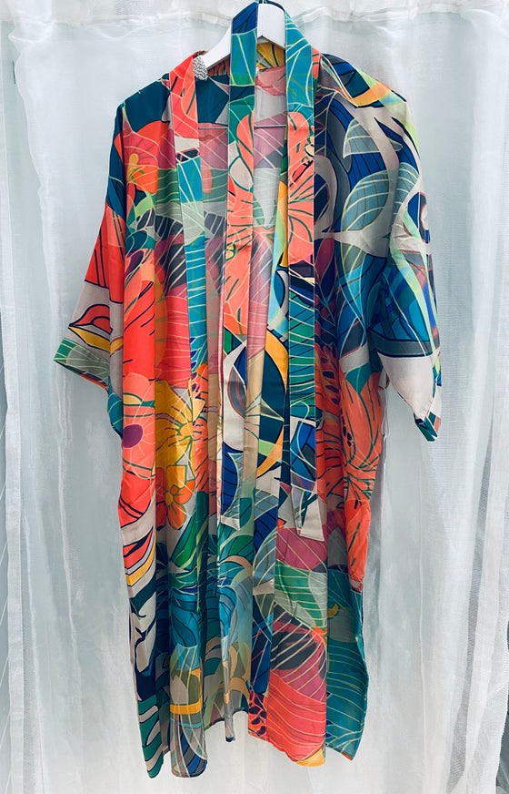 Artist Label Kimono 'Hawaiian Flora'