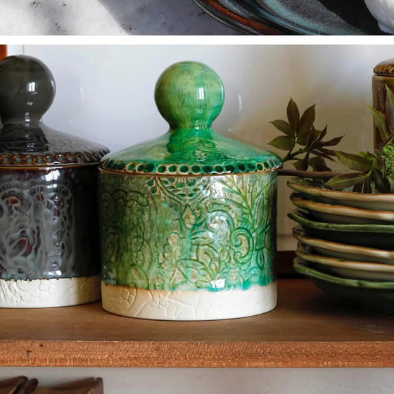 Sthal Porcelain Tea Caddy - Seaweed