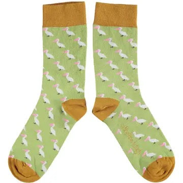 Catherine Tough Women's Organic Cotton Crew Socks pelican - light green