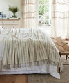 French Country Linen Striped Bed Cover