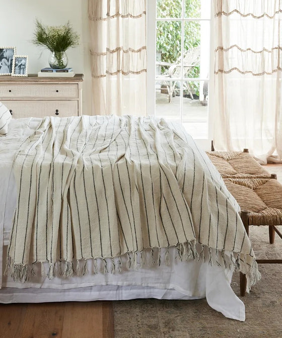 French Country Linen Striped Bed Cover