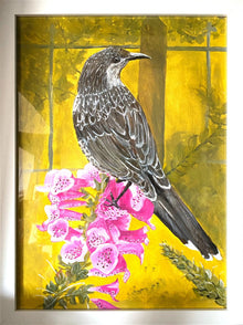  Original Artwork by Vicky Thursfield 'Wattlebird on Foxgloves'