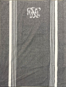 French Country Monogram Tea Towel Charcoal